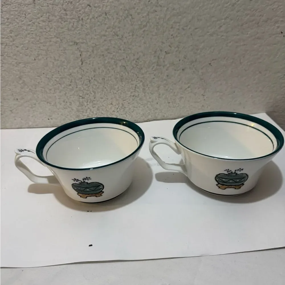 2 Piece Vintage Korean Chum Bone China Bowls  Handmade & Painted